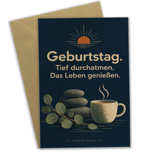Entspannende Geburtstagskarte für Wellnessfans mit Tasse und Eukalyptus|p:2013521|h:8bfd42576c4df19d203ad5e469c4dff3