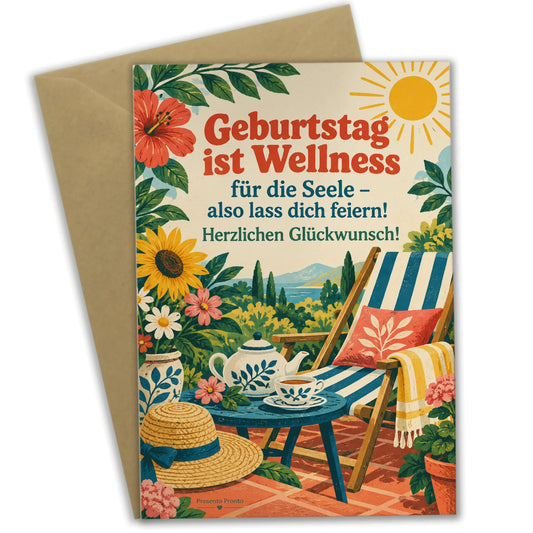 Entspannte Geburtstagskarte für Wellnessfans mit Liegestuhl|p:2013531|h:60db3f8acd99abb7154a0b72357ecb05