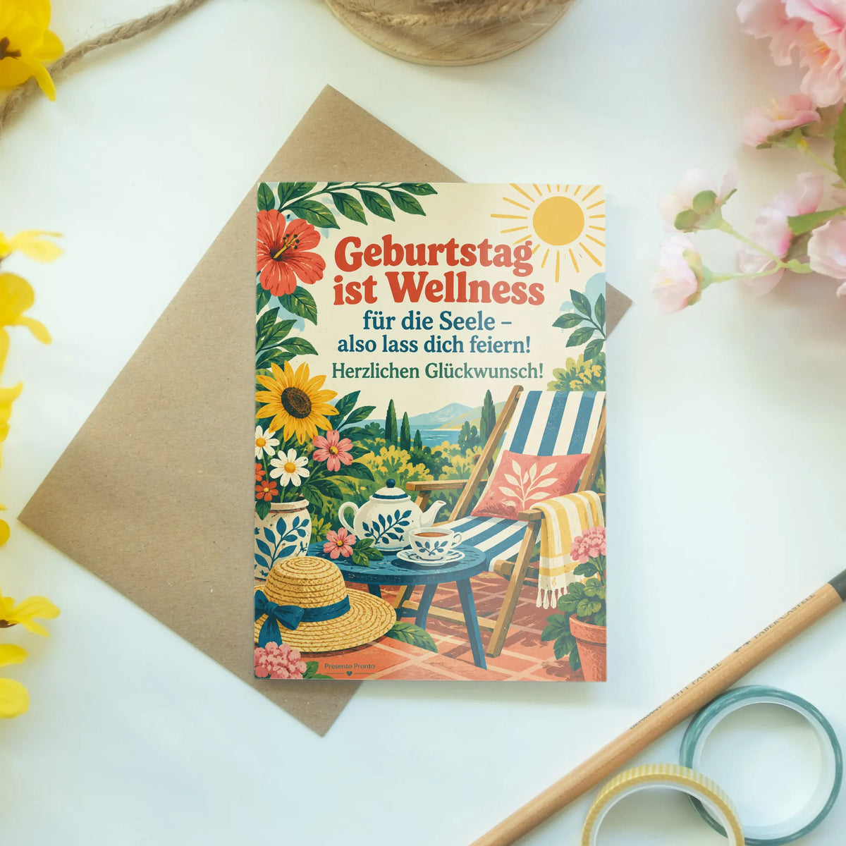 Entspannte Geburtstagskarte für Wellnessfans mit Liegestuhl|p:2013531|h:e39736e5470b1faf48fb05a9b2336439