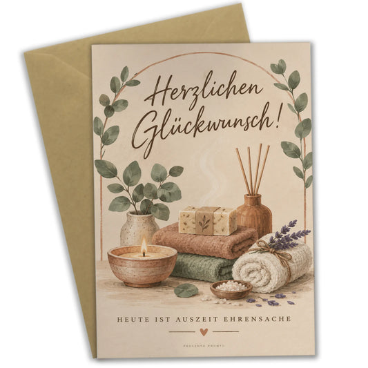 Entspannende Geburtstagskarte für Wellnessfans mit Kerze und Eukalyptus|p:2013537|h:003ba304f946176e0f82d33e73f441ae