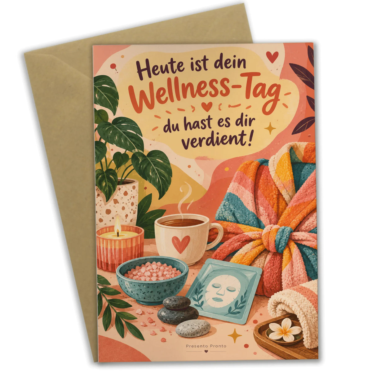 Entspannende Geburtstagskarte für Wellnessfans mit Bademantel und Tee|p:2013538|h:57b3407d3b259384f2e40867df8e2b25