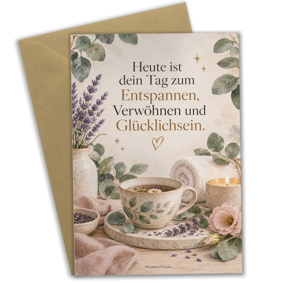 Entspannende Geburtstagskarte für Wellnessfans mit Eukalyptus und Lavendel|p:2013539|h:452dc026946edf216157331697d36a4b