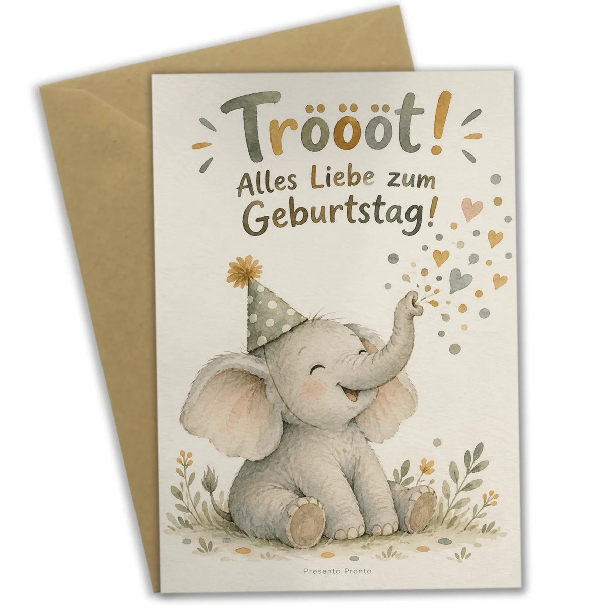 Lustige Geburtstagskarte mit Baby-Elefant im Partyhut|p:2013572|h:1dc70938bc650a4b17b996315031040a