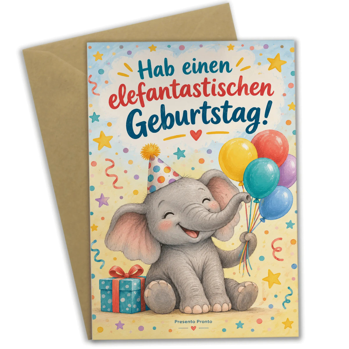 Lustige Geburtstagskarte mit Elefant und Partyhut|p:2013574|h:822978ebfb0bc3148daf1fdd3b2993dd