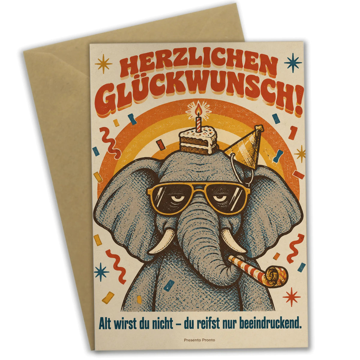Lustige Geburtstagskarte mit Elefant im Partyhut|p:2013575|h:409f2bfc2037c2b8a729872018974d24