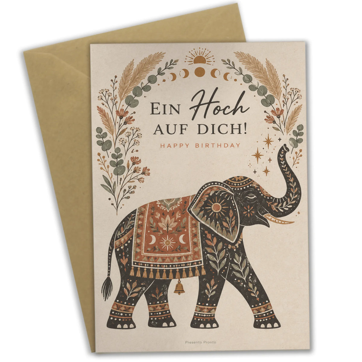 Fröhliche Geburtstagskarte mit Elefant und Blumen|p:2013577|h:cf8146bb597628399f0f91d147b0d256