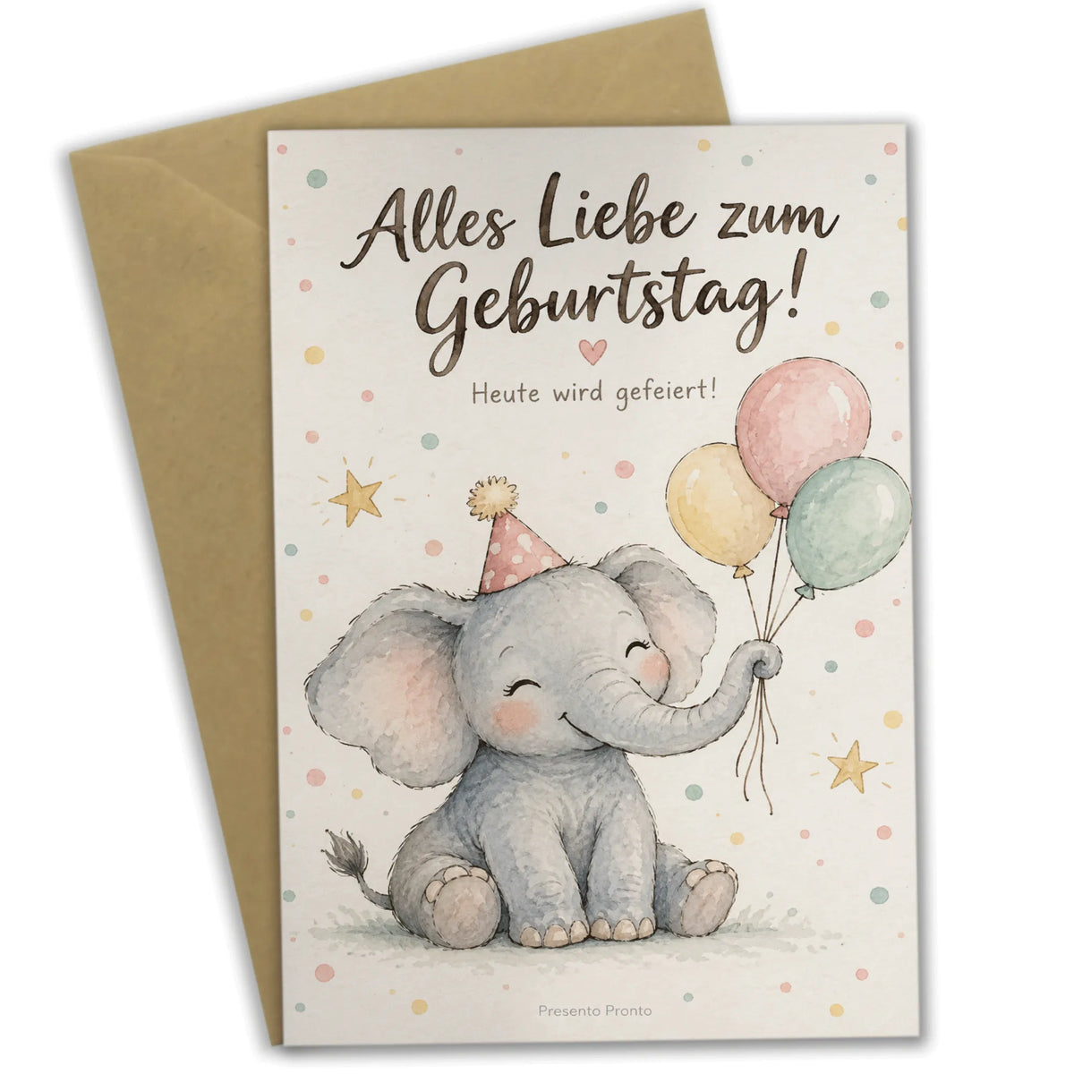 Süße Geburtstagskarte mit Elefant und Partyhut|p:2013578|h:ece0ae16f866384de742a557812861f1