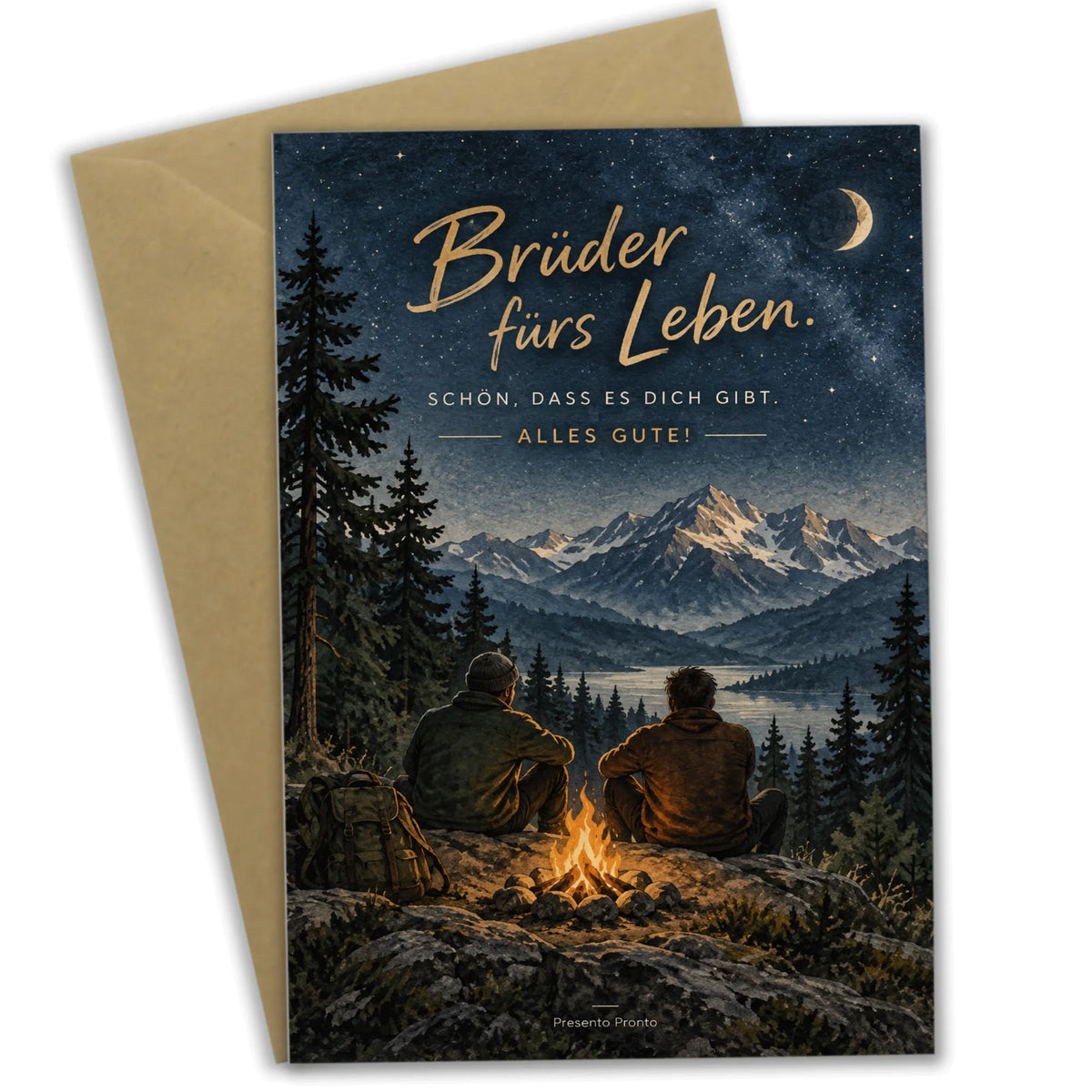 Herzliche Geburtstagskarte für den Bruder mit Lagerfeuer am Berg|p:2013581|h:8e9b190137c79517fda4010a138b156e