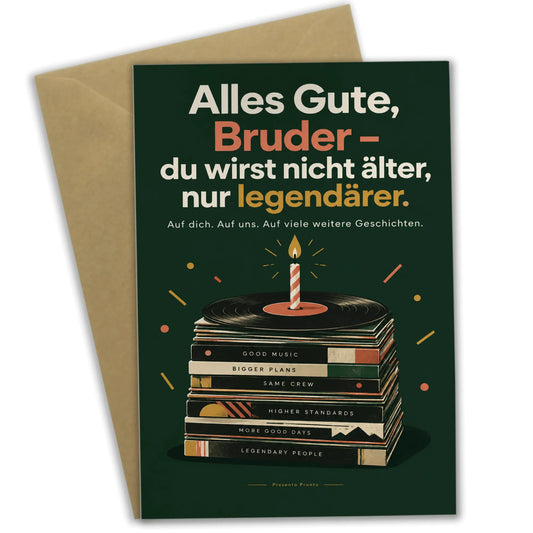 Lustige Geburtstagskarte für den Bruder mit Torte aus Schallplatten|p:2013582|h:905732c779dbc6a9a5c642125bcf2eb8