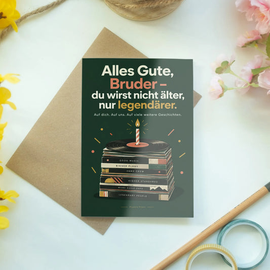 Lustige Geburtstagskarte für den Bruder mit Torte aus Schallplatten|p:2013582|h:3bc81b70f9ea381ce2698a5ac36964b9