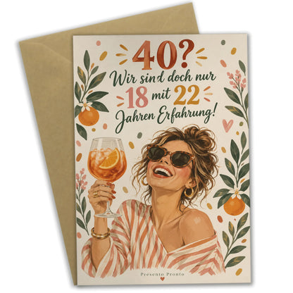 Lustige Geburtstagskarte für Frauen zum 40 mit Sonnenbrille|p:2013588|h:18f8db5aa8087eabc42f073cc51ce803