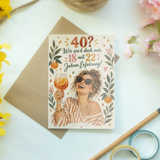 Lustige Geburtstagskarte für Frauen zum 40 mit Sonnenbrille|p:2013588|h:a68a2c7ca3f653a4244eb78e51d34708