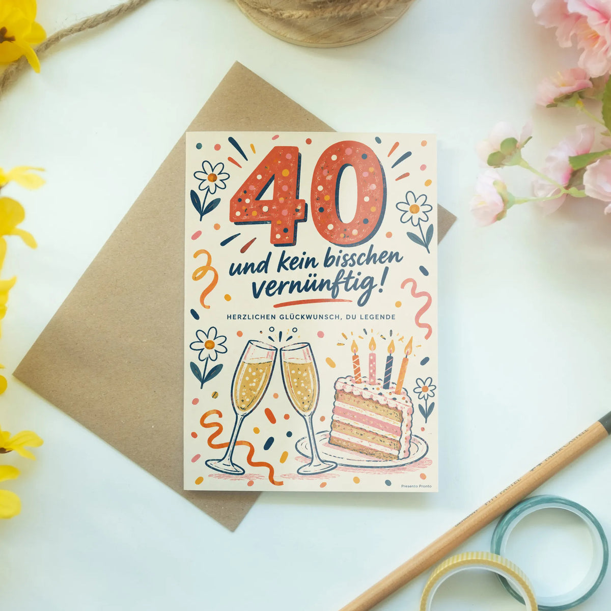 Lustige Geburtstagskarte für 40-jährige Frau mit Prosecco|p:2013594|h:209ed87648a3e0af8c0f86852bfbf71d