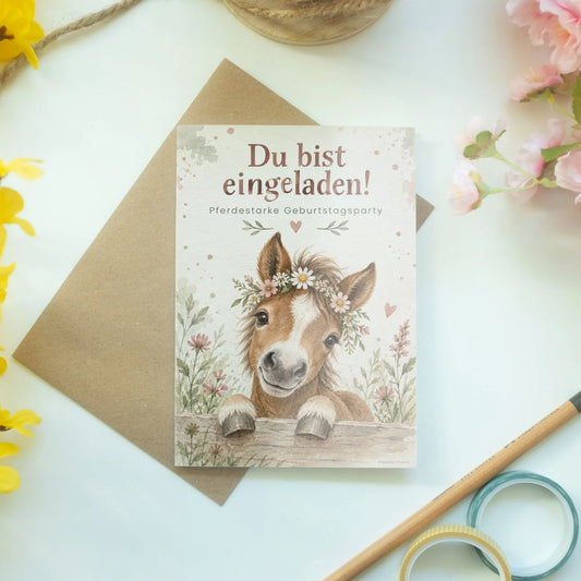 Süße Einladungskarten zum Pferde-Kindergeburtstag mit Fohlen|p:2013597|h:5bf781250b5623e9ad86487f06c6dd6d