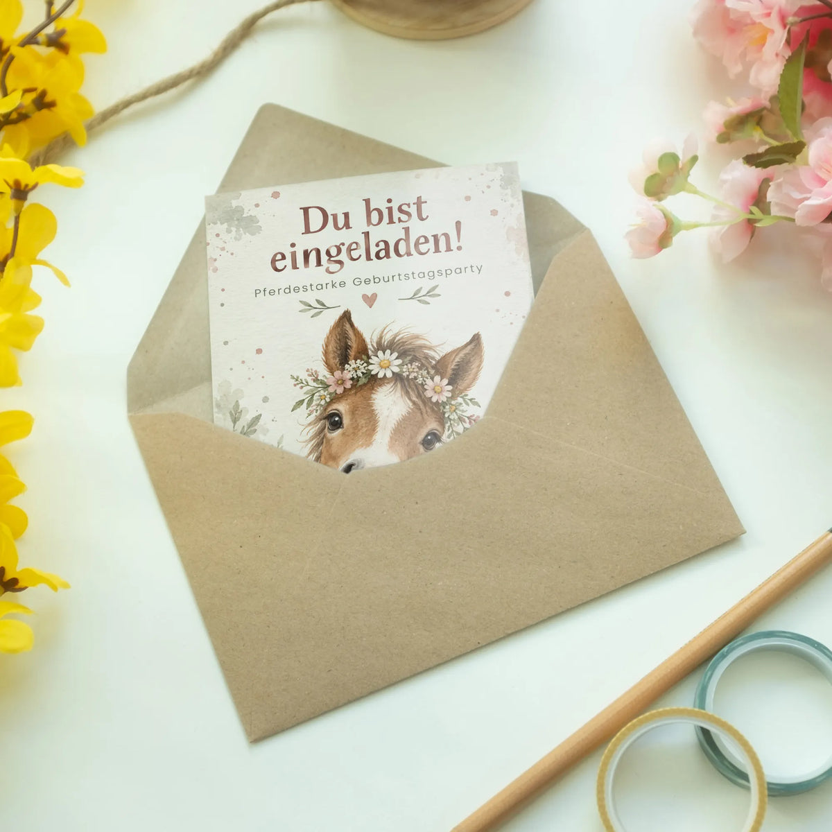 Süße Einladungskarten zum Pferde-Kindergeburtstag mit Fohlen|p:2013597|h:3297191a47e5f2a9a13b43e71052200b
