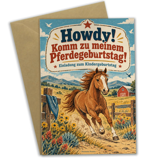 Lustige Einladungskarten zum Kindergeburtstag mit Pferd|p:2013599|h:4246e2766643bb59bc1704b3469f34e7
