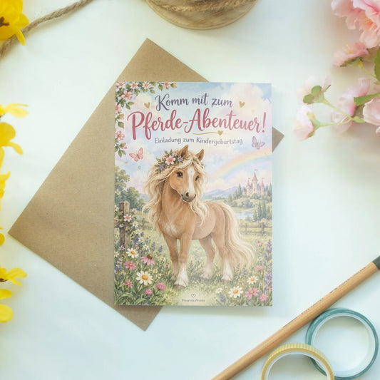 Süße Einladungskarten zum Kindergeburtstag mit Pony|p:2013600|h:8a8b72be5c8f879df55abdf99facc4b2