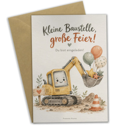 Süße Einladungskarten mit Bagger zum Kindergeburtstag|p:2013641|h:434e22e357625fa24fcc27da67c96672