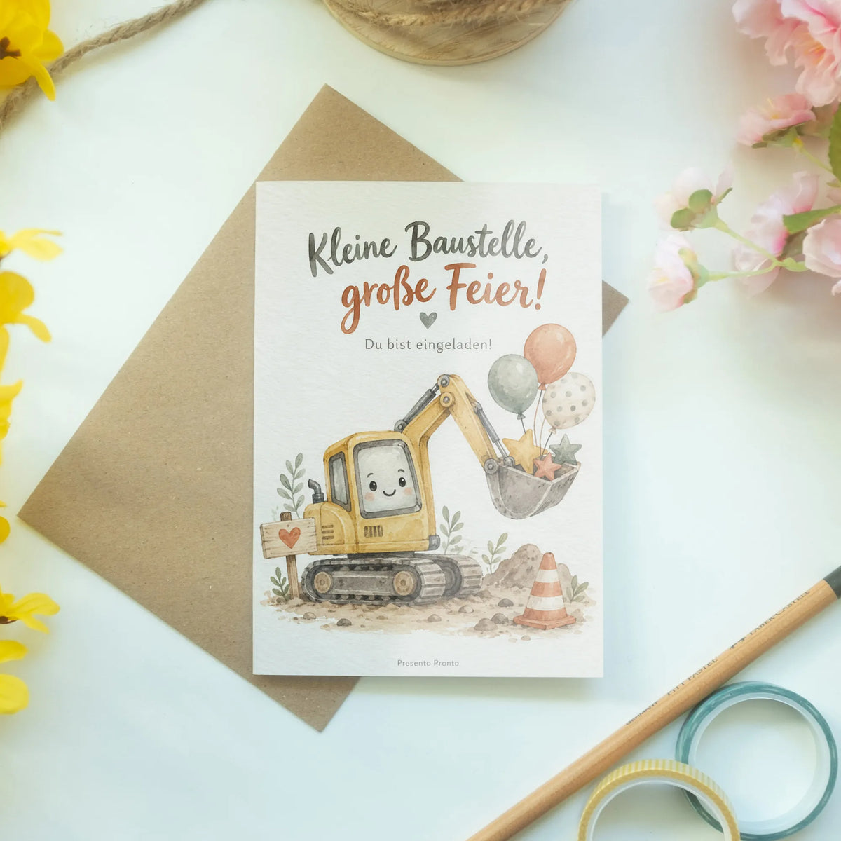 Süße Einladungskarten mit Bagger zum Kindergeburtstag|p:2013641|h:adc268f7507236c56577f6899d1dd02d