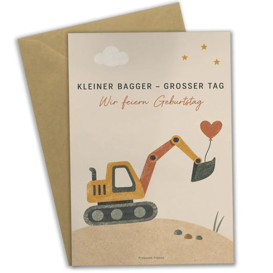 Süße Einladungskarten zum Kindergeburtstag mit Bagger|p:2013643|h:0de8d64cea0855f9ca69ea61f4dc316c