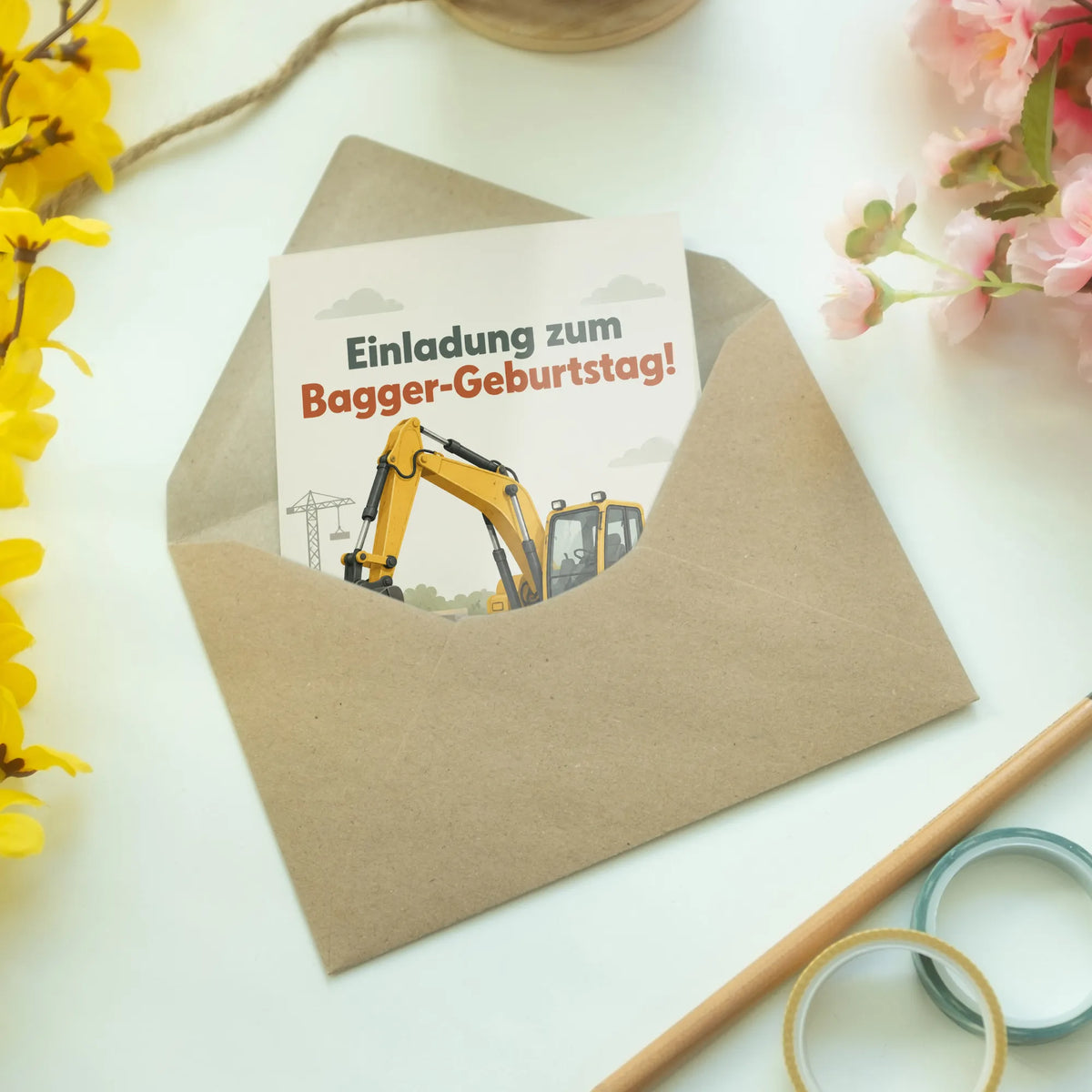 Lustige Einladungskarten zum Bagger-Geburtstag gelber Bagger|p:2013655|h:4fe02b37826c6164fe33c0a4d2c0baf2