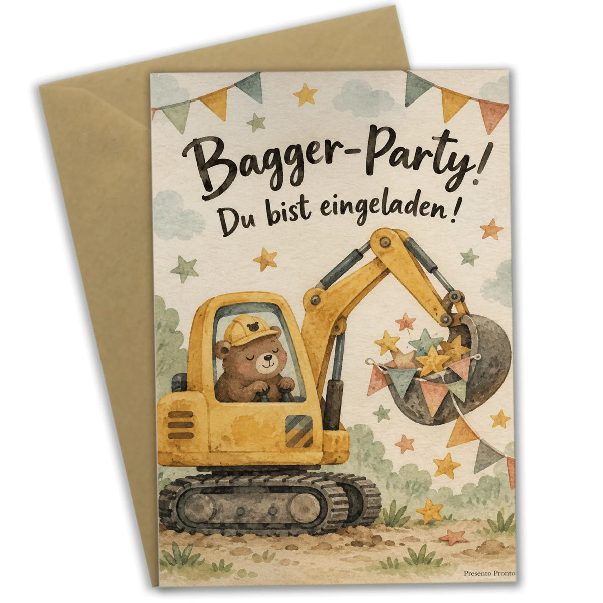 Lustige Einladungskarten zum Kindergeburtstag mit gelbem Bagger|p:2013657|h:874cf30deb9e8b16ad8a6f44e512881c