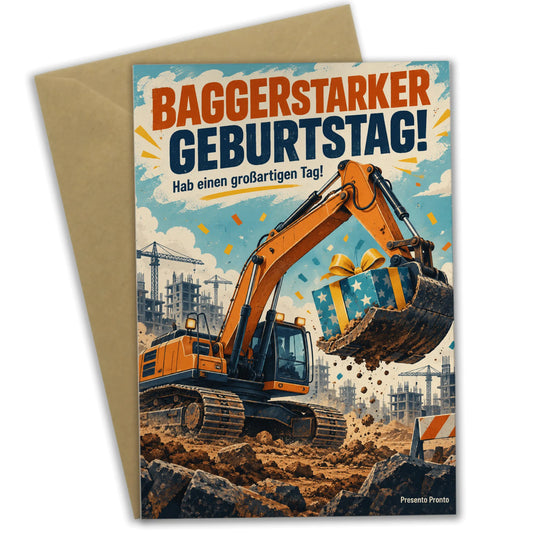 Lustige Einladungskarten zum Baggergeburtstag mit Geschenkebagger|p:2013669|h:94e6084f45ceb4d536ebee6a7e135387