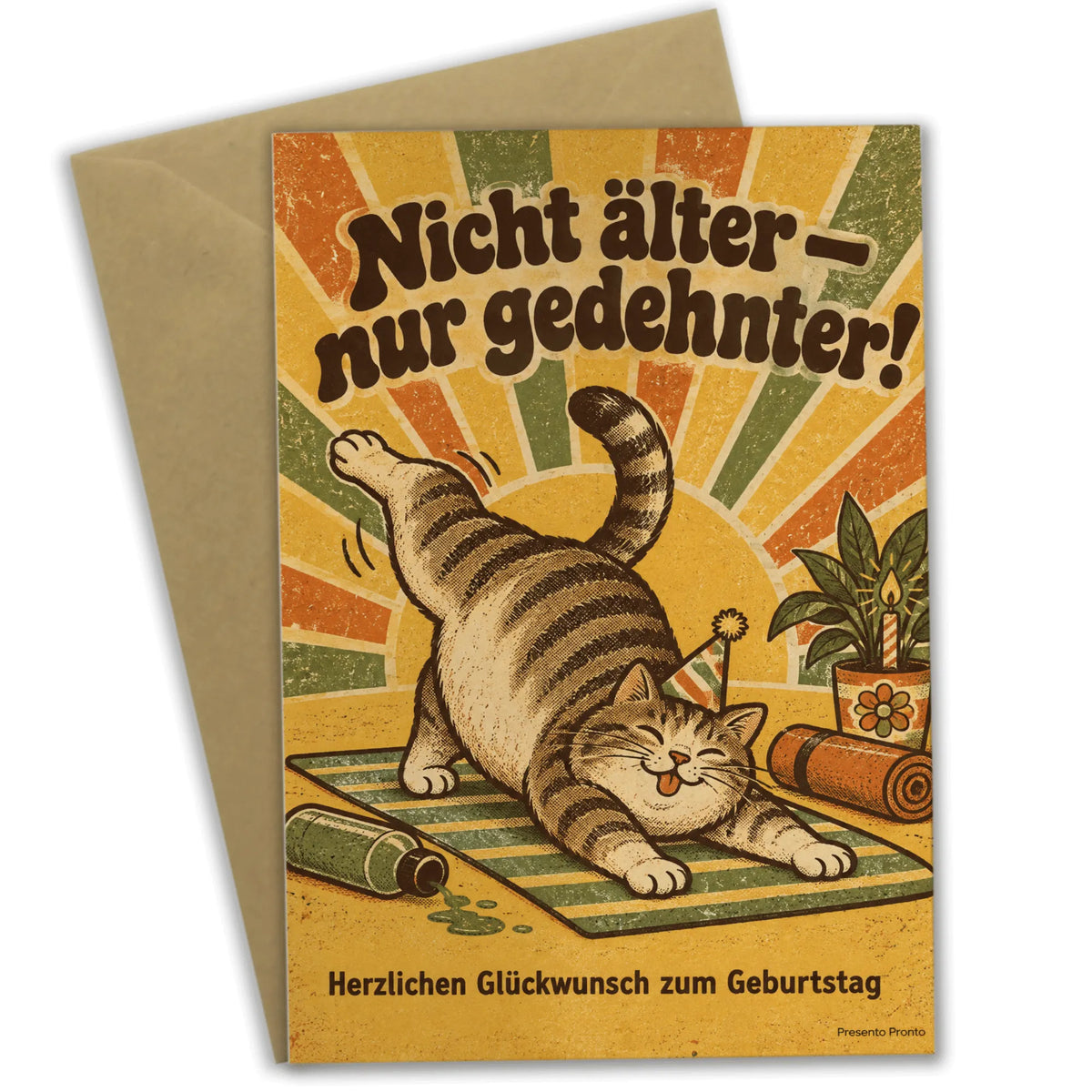Lustige Geburtstagskarte für Yoga-Fans mit turnender Katze|p:2013674|h:f3db0b816548b84cf4eed6ec732b1ff6