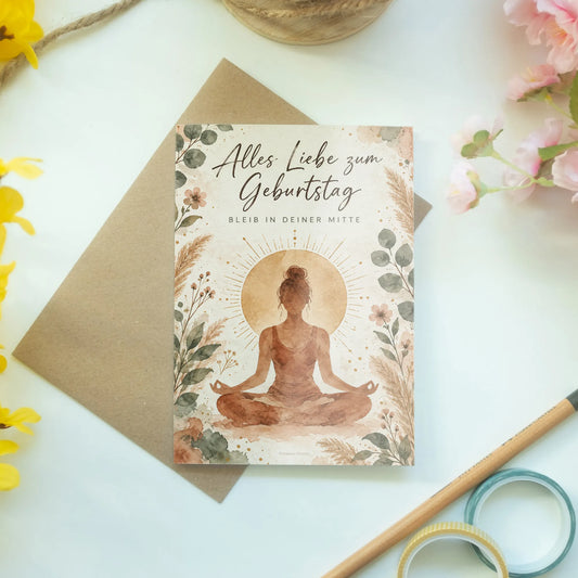 Achtsame Geburtstagskarte für Yogis mit Lotuspose|p:2013682|h:a0bfb84ea4487e47d5dd5830cb5d128e