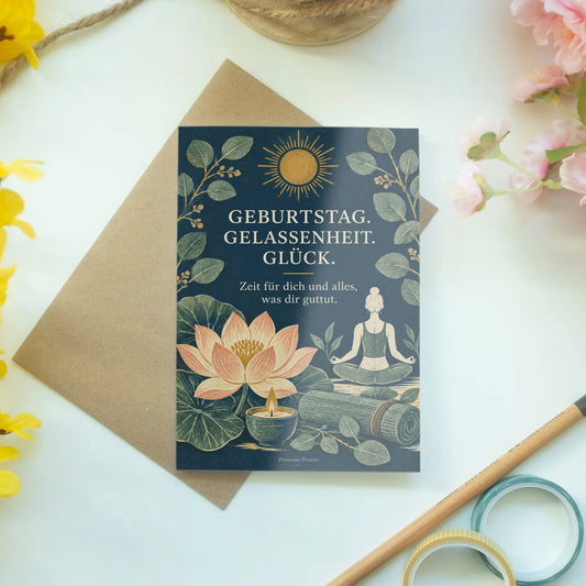 Achtsame Geburtstagskarte für Yoga Fans mit Lotusblüte|p:2013695|h:f073c2fe5b438da2c5b264cf810e17f7