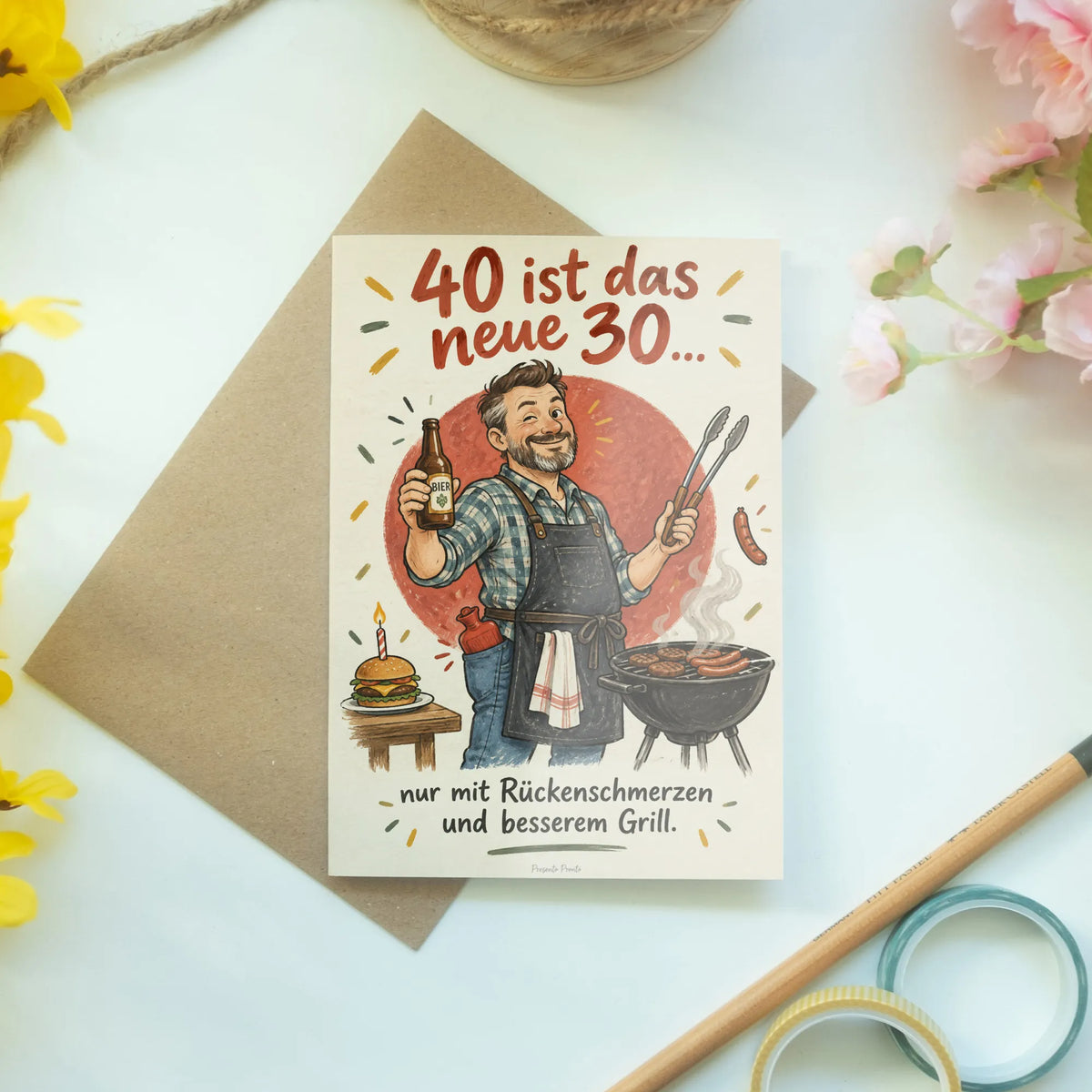 Lustige Geburtstagskarte zum 40. Geburtstag für Männer mit Grill|p:2013712|h:3821ce1da759e245abfdbe1900f2e136