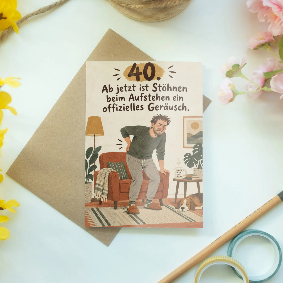 Lustige Geburtstagskarte zum 40. für Männer mit aufstehendem Mann|p:2013717|h:01d7757bc1dbd00159375db1d15d3f2b