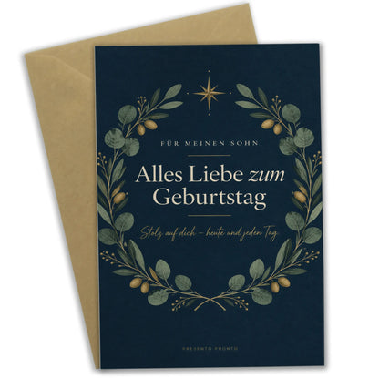 Elegante Geburtstagskarte für den Sohn mit Eukalyptuskranz|p:2013724|h:ec1710cd5f5137a0fd09e56236a14d5e