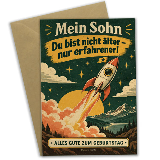 Lustige Geburtstagskarte für den Sohn mit Rakete|p:2013727|h:9e6d096562756a9adffc5be7688b172e