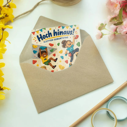Fröhliche Einladungskarten zum Klettern mit Kletterwand für Kinder|p:2013730|h:3a1c94fb543ad81de16cb4f0dbe6046b