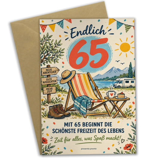 Lustige Geburtstagskarte zum 65. Geburtstag mit Campervan|p:2013739|h:02cc7183d6ad6c3cd2782a4c71067060