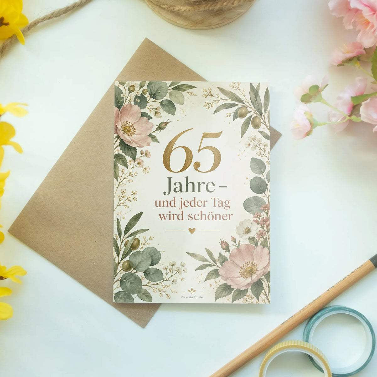 Elegante Geburtstagskarte zum 65. Geburtstag mit Wildblumen|p:2013740|h:7066b7ef25149fc450e12303ea1c0f99