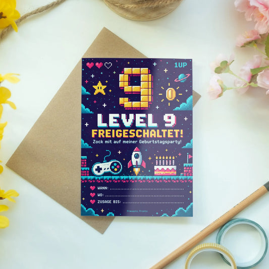 Coole Einladungskarten zum 9. Geburtstag mit Gamecontroller|p:2013742|h:7159b06de90f7ec1047a3886cc8cf487