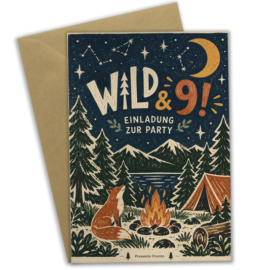 Wilde Einladungskarten zum 9. Geburtstag mit Lagerfeuer|p:2013747|h:731dd7638d94a9c0ab8388eeb12fc84a