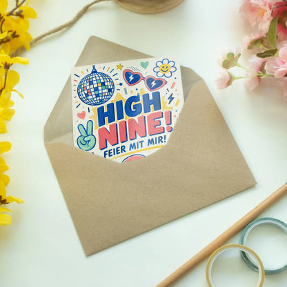 Coole Einladungskarten zum 9. Geburtstag mit Disco-Kugel|p:2013749|h:37f145f7f746b45d9f95db95da161b1a