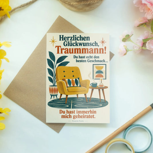 Lustige Geburtstagskarte für den Ehemann mit Retro Sessel|p:2013755|h:d89844ec3a619762385b5814c13ad426