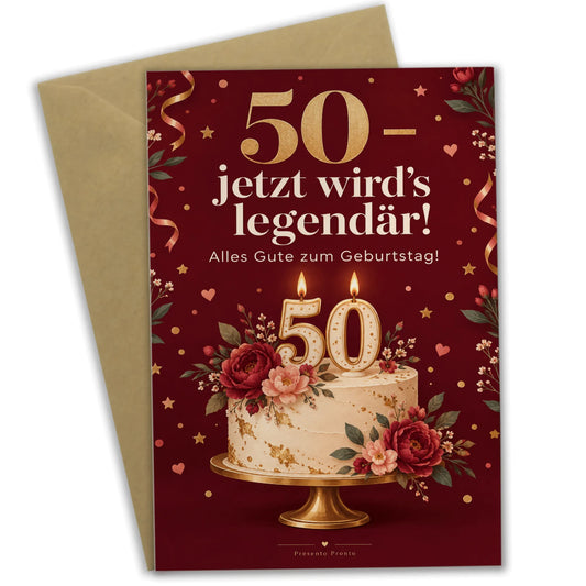 Lustige Geburtstagskarte für Frau zum 50. mit Torte|p:2013757|h:e49c681c74e4b72236234b2db494db0b
