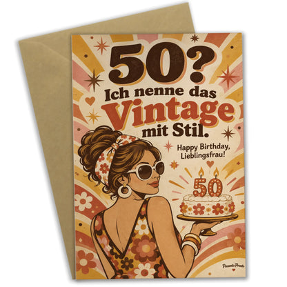Lustige Geburtstagskarte für Frau zum 50. mit Torte|p:2013759|h:0b3275c8d2e8376a6cc15dc56d88e784