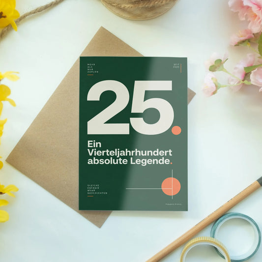 Coole Geburtstagskarte zum 25. Geburtstag mit großer 25|p:2013763|h:2f6e9394441229761001fd8055be5b87