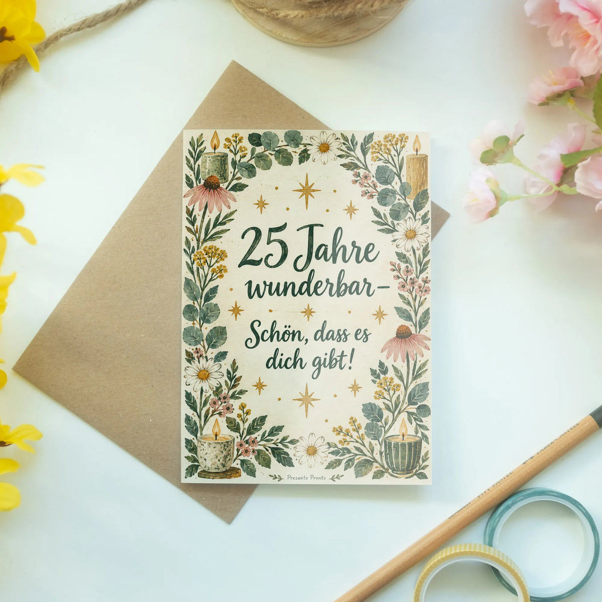 Herzliche Geburtstagskarte zum 25. Geburtstag mit Wildblumen|p:2013764|h:43f34a5c1ce4c99f5dbbc34c4900a8f3