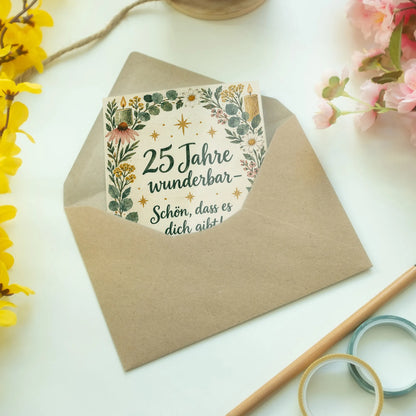 Herzliche Geburtstagskarte zum 25. Geburtstag mit Wildblumen|p:2013764|h:503e61a352220fc91d2891c336974847