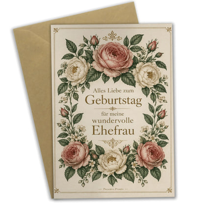 Liebevolle Geburtstagskarte für die Ehefrau mit Rosen|p:2013767|h:4efd80c24e2d001b3834781be3763177