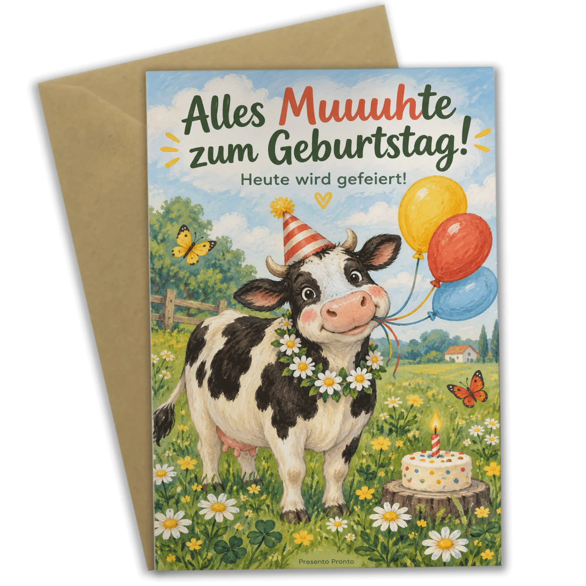 Lustige Geburtstagskarte mit Kuh im Partyhut|p:2013769|h:e5e2bf6f7fb84ab0f76732c08326df70
