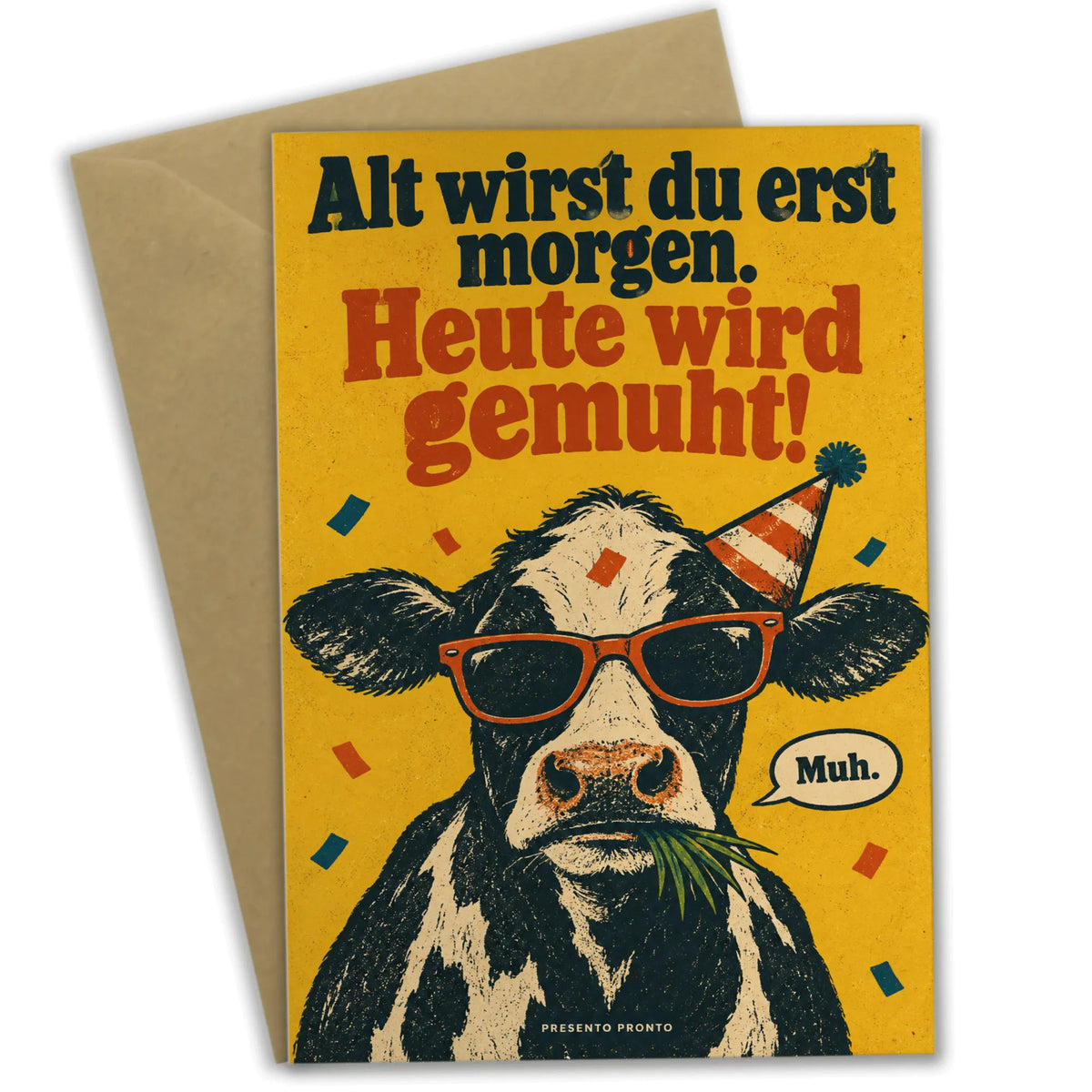 Lustige Geburtstagskarte mit Kuh und Sonnenbrille|p:2013770|h:836e1aca2e1c22f9137642f23b955ff9