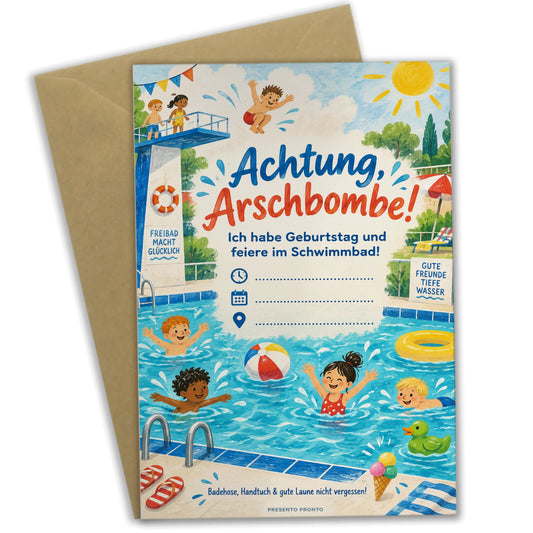 Lustige Einladungskarten zum Schwimmbadgeburtstag mit Kindern|p:2013778|h:2ab8562355ecbef9baf25702591d2b2f